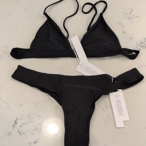 Classic Black Bikini Set With Heart Accents